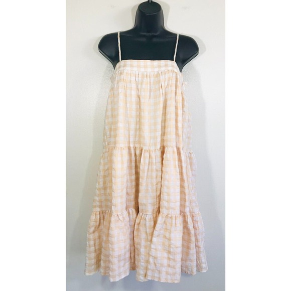 By Together, Anthropologie Dresses & Skirts - By Together Anthropologie Peasant Sundress Small Tiered Strappy Yellow Gingham